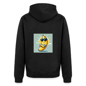 Banana Style: Sunny & Smooth - Unisex Premium Organic Zip Hoodie - black - Back - Nico (187cm)