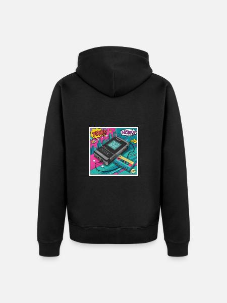 90s vibes: Walkman cult in comic look - Unisex Premium Organic Zip Hoodie - black