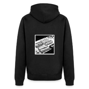 90s cult objects: Comic look for Walkman & Co. - Unisex Premium Organic Zip Hoodie - black - Back - Nico (187cm)