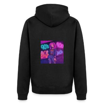 Ambiance des années 90 avec Walkman - Veste à capuche bio Premium Unisexe - noir - Dos - Nico (187cm)