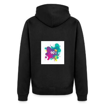 90er-Jahre-Vibes - Unisex Premium Bio Zip Hoodie - Schwarz - Hinten - Nico (187cm)