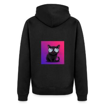 Cool cat with sunglasses - Unisex Premium Organic Zip Hoodie - black - Back - Nico (187cm)
