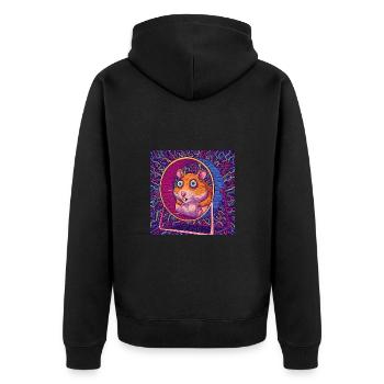 Lustiges Hamster im Hamsterrad - Comic Vibes - Unisex Premium Bio Zip Hoodie - Schwarz - Hinten - Nico (187cm)