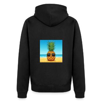 Pineapple with sunglasses on the beach - Unisex Premium Organic Zip Hoodie - black - Back - Nico (187cm)