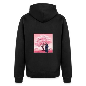 Samurai: Die Krieger des alten Japan - Unisex Premium Bio Zip Hoodie - Schwarz - Hinten - Nico (187cm)