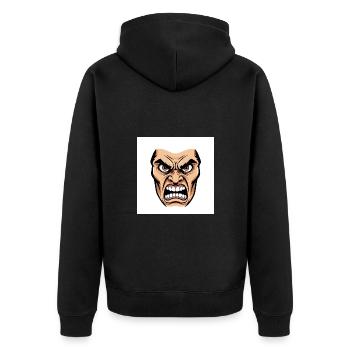 Die Essenz des Zorns: Eine explosive Grafik - Unisex Premium Bio Zip Hoodie - Schwarz - Hinten - Nico (187cm)