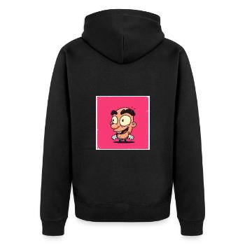 Cartoon-Chaos: Eine humorvolle Darstellung - Unisex Premium Bio Zip Hoodie - Schwarz - Hinten - Nico (187cm)