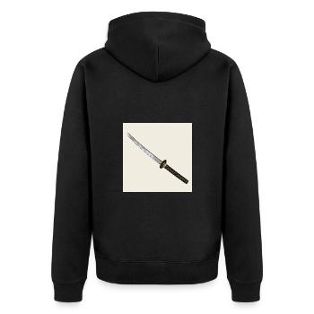 Samurai Sword: A Masterpiece of Blacksmithing - Unisex Premium Organic Zip Hoodie - black - Back - Nico (187cm)
