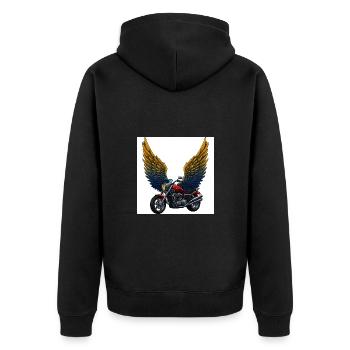 Moto futuriste avec ailes - Veste à capuche bio Premium Unisexe - noir - Dos - Nico (187cm)