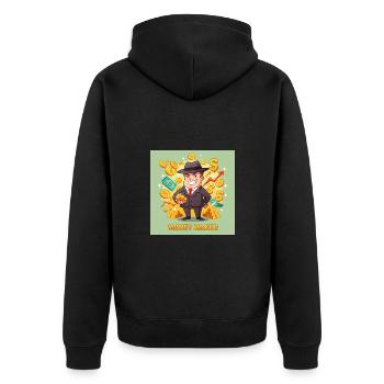 Geldmacher: Strategien für den finanziellen Erfolg - Unisex Premium Bio Zip Hoodie - Schwarz - Hinten - Nico (187cm)