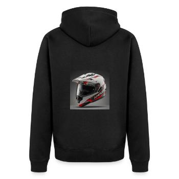 Sporty helmets for motorcycle enthusiasts - Unisex Premium Organic Zip Hoodie - black - Back - Nico (187cm)