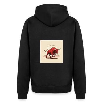 Bull Run - Success, Stock Market, Wealth, Money - Unisex Premium Organic Zip Hoodie - black - Back - Nico (187cm)