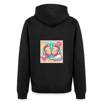 Zauberhafte Babyfüße – Der Anfang von etwas Großem - Unisex Premium Bio Zip Hoodie - Schwarz - Hinten - Nico (187cm)
