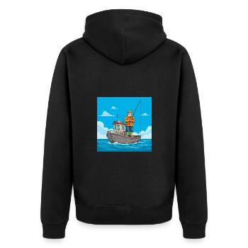 Peace on the water – fishing from a boat - Unisex Premium Organic Zip Hoodie - black - Back - Nico (187cm)