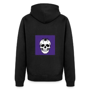 Totenkopf & Spinne: Symbole der Vergänglichkeit - Unisex Premium Bio Zip Hoodie - Schwarz - Hinten - Nico (187cm)