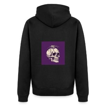 Schädel und Spinne – Dunkle Eleganz des Todes - Unisex Premium Bio Zip Hoodie - Schwarz - Hinten - Nico (187cm)