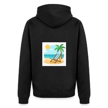 Entspannung pur: Deine Liege wartet am Strand - Unisex Premium Bio Zip Hoodie - Schwarz - Hinten - Nico (187cm)