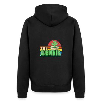 The Gardener Retro Grunge Plant Lover Aesthetic - Unisex Premium Bio Zip Hoodie - Schwarz - Hinten - Nico (187cm)