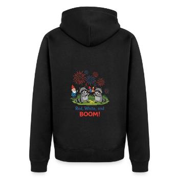 Raccoon 4th of July Fireworks Party - Unisex Premium Organic Zip Hoodie - black - Back - Nico (187cm)