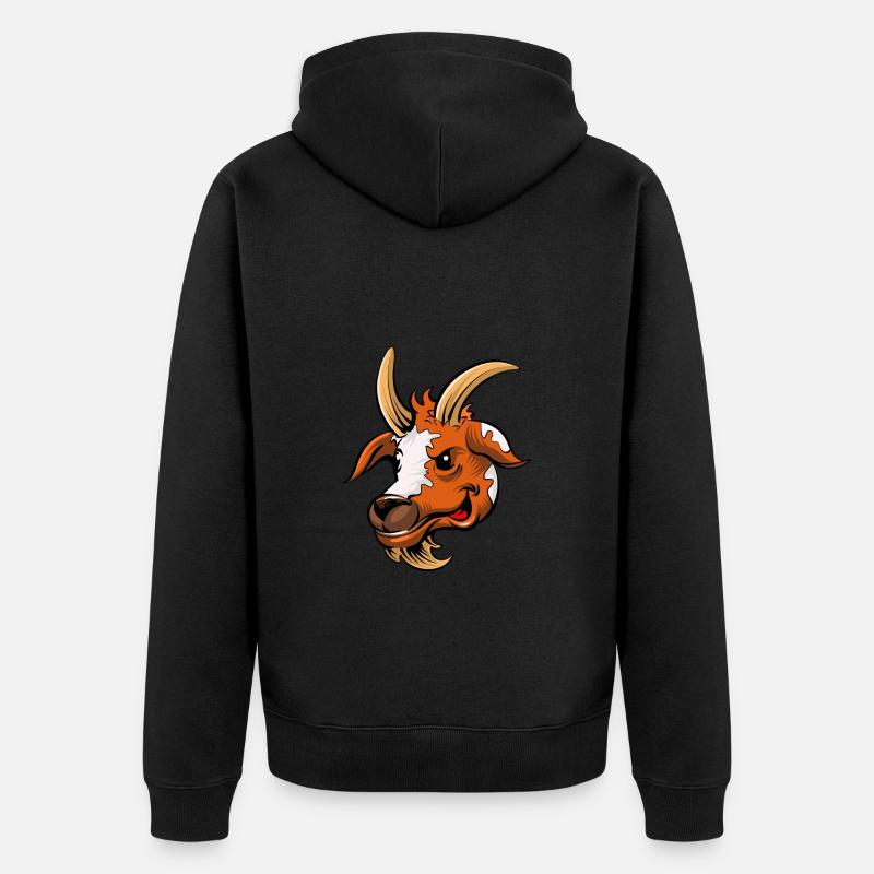 Dessin de bande dessinée de chèvre - Veste à capuche bio Premium Unisexe - noir