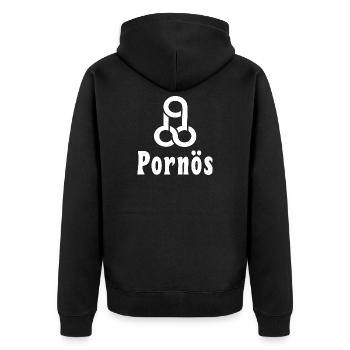 Pornös Penis Symbol pornöses Geschenk - Unisex Premium Bio Zip Hoodie - Schwarz - Hinten - Nico (187cm)