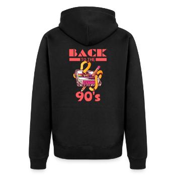 Retour dans les années 90 avec cassette musicale - Veste à capuche bio Premium Unisexe - noir - Dos - Nico (187cm)