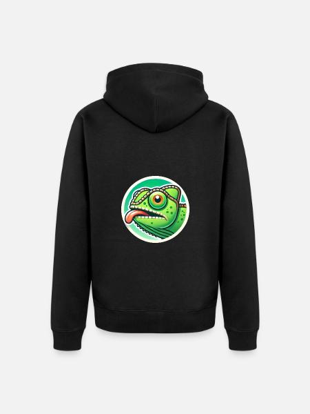 Quirky Chameleon Power Badge Design - Unisex Premium Organic Zip Hoodie - black