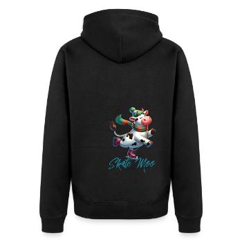 Cow Skating Winter Cartoon - Unisex Premium Organic Zip Hoodie - black - Back - Nico (187cm)