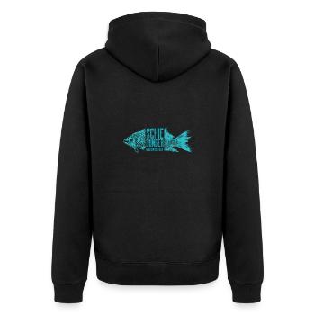Südharz Merch - Schiedunger Grätenfresser - Unisex Premium Bio Zip Hoodie - Schwarz - Hinten - Nico (187cm)
