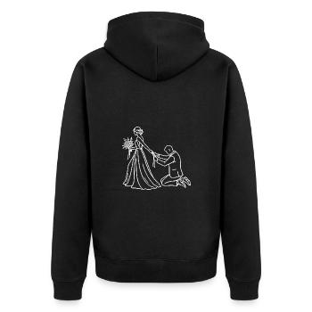Funny Bride Groom Line Art Wedding Tee - Unisex Premium Organic Zip Hoodie - black - Back - Nico (187cm)
