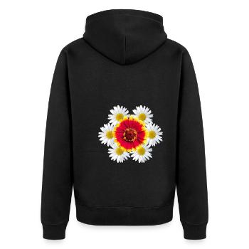 Zinnia with daisies Floral pattern Zinnia Flower - Unisex Premium Organic Zip Hoodie - black - Back - Nico (187cm)