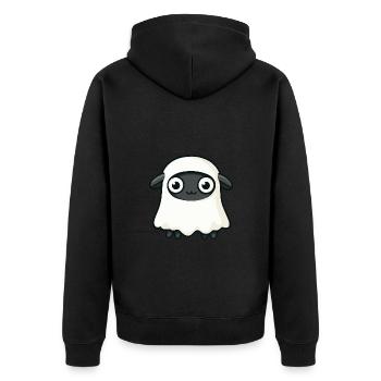 Schaf Halloween Lustig Geist - Unisex Premium Bio Zip Hoodie - Schwarz - Hinten - Nico (187cm)