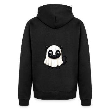 Stinktier Halloween Lustig Geist - Unisex Premium Bio Zip Hoodie - Schwarz - Hinten - Nico (187cm)