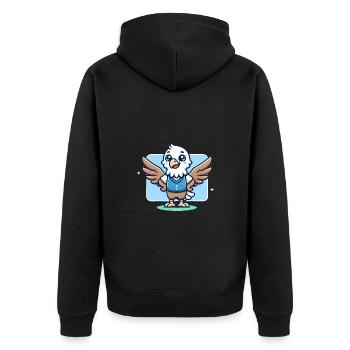 Aigle de dessin animé joyeux en gilet bleu - Veste à capuche bio Premium Unisexe - noir - Dos - Nico (187cm)