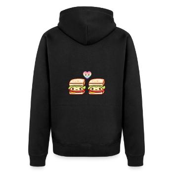 Sandwich Couple Amour Coeur Drôle - Veste à capuche bio Premium Unisexe - noir - Dos - Nico (187cm)