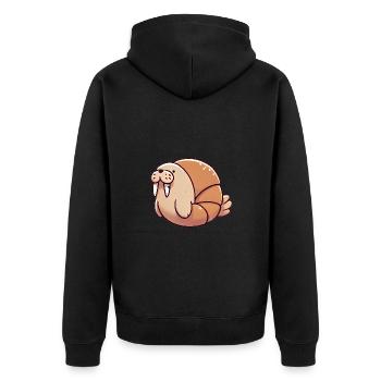 croissant morse mignon dessin animé - Veste à capuche bio Premium Unisexe - noir - Dos - Nico (187cm)