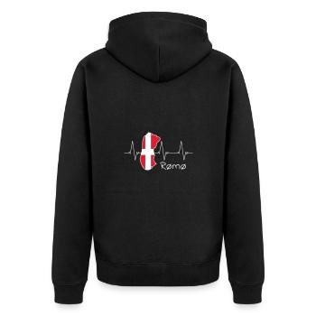 Rømø - Römö - Dänemark - Denmark - Unisex Premium Bio Zip Hoodie - Schwarz - Hinten - Nico (187cm)
