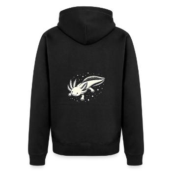 Cosmic Axolotl Illustration - Unisex Premium Organic Zip Hoodie - black - Back - Nico (187cm)