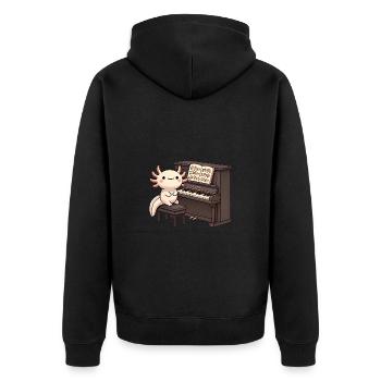 Adorable Axolotl Piano Player Design - Unisex Premium Organic Zip Hoodie - black - Back - Nico (187cm)