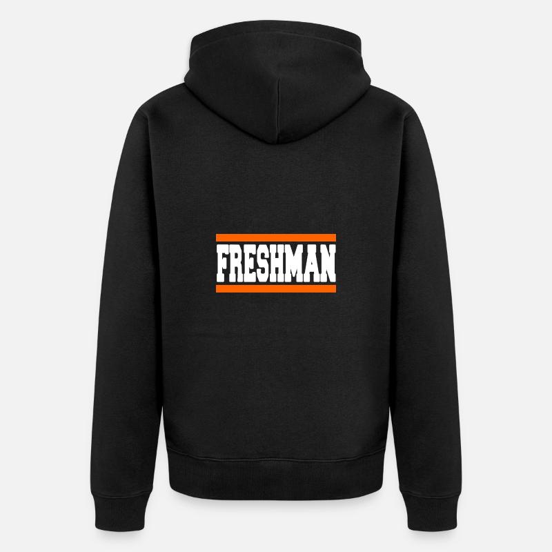 Freshman Year Bold Block Statement - Unisex Premium Bio Zip Hoodie - Schwarz