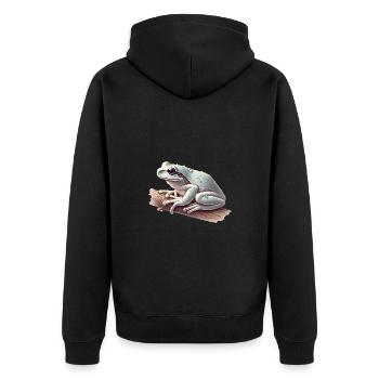 Realistic Tree Frog with Water Droplets - Unisex Premium Organic Zip Hoodie - black - Back - Nico (187cm)
