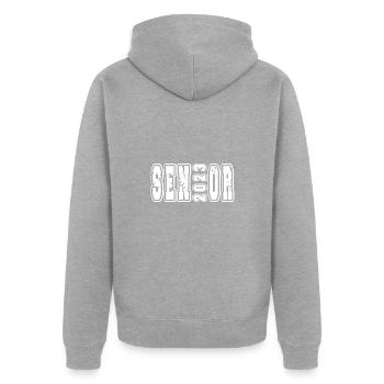 Senior Class of 2023 Bold Graduation Look - Unisex Premium Bio Zip Hoodie - Grau meliert - Hinten - Nico (187cm)