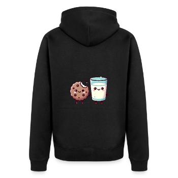 Milk Cookie Best Friends Illustration - Unisex Premium Organic Zip Hoodie - black - Back - Nico (187cm)