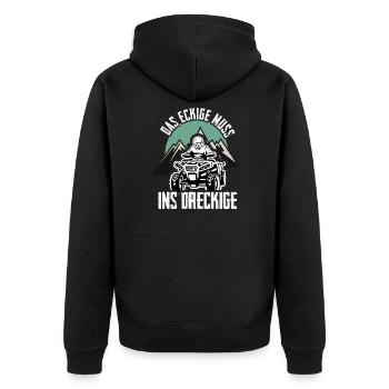 Quad Spruch lustig Dreck Offroad - Unisex Premium Bio Zip Hoodie - Schwarz - Hinten - Nico (187cm)