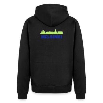 Helsinki - Unisex Premium Organic Zip Hoodie - black - Back - Nico (187cm)