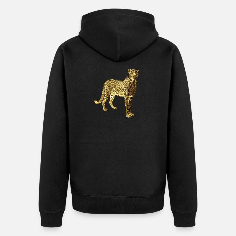 Léopard Doré Graffiti Art - Veste à capuche bio Premium Unisexe - noir