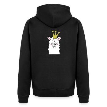 Lama Lama Alpaka Lama Lama Königin - Unisex Premium Bio Zip Hoodie - Schwarz - Hinten - Nico (187cm)