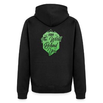 Chemise de montagne Leave The World Behind Gift Tee - Veste à capuche bio Premium Unisexe - noir - Dos - Nico (187cm)