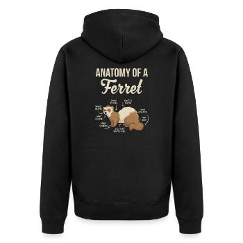 Frettchen Anatomie Lustige Tierliebhaber Pelzige Wildtiere - Unisex Premium Bio Zip Hoodie - Schwarz - Hinten - Nico (187cm)