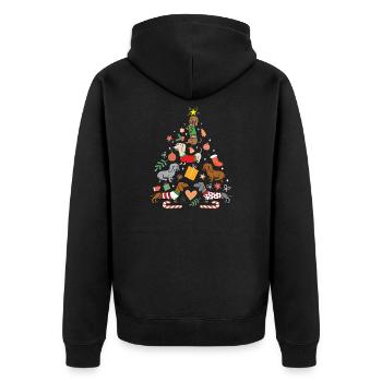Noël mignon teckel arbre chien amoureux vacances - Veste à capuche bio Premium Unisexe - noir - Dos - Nico (187cm)